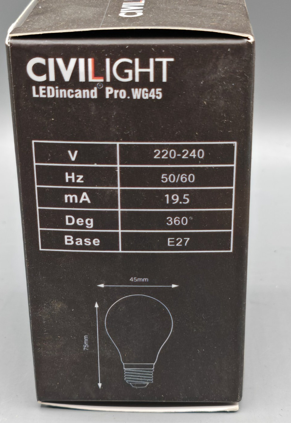 CIVILIGHT LED E27 WG45 4,5W 400lm 2700K Dim to Warm Dimmbar Filament HA35