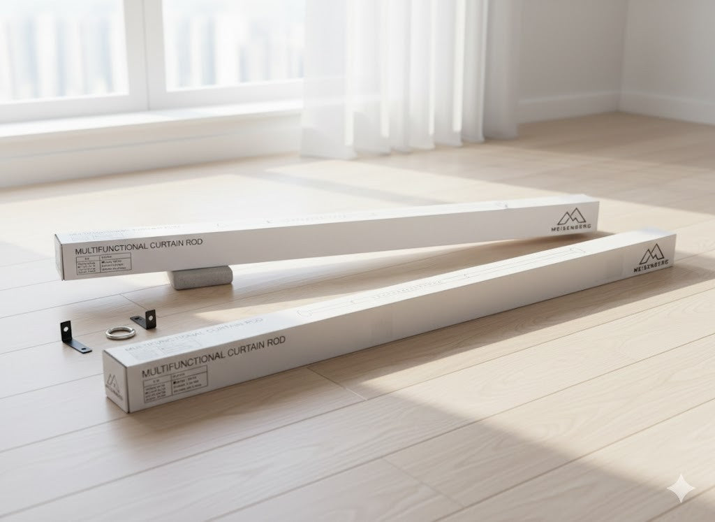 2x Meisenberg Multifunktions Gardinenstange Weiß 160–210 cm Vorhangstange
