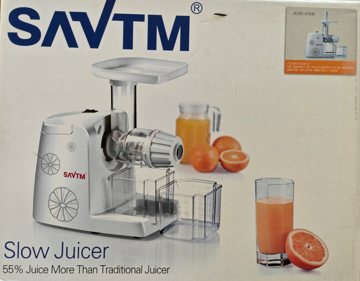 SAVTM JE220-01E00 Slow Juicer Entsafter 150W Kaltentsafter Saftpresse Weiß B3