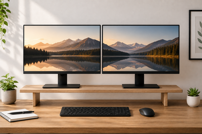 Navaris Doppel Monitorständer Naturholz Monitorerhöhung Laptop TV Ständer HA16