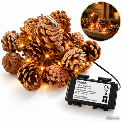 Weltbild LED Lichterkette Zapfen 30 LEDs Tannenzapfen Weihnachtsdeko Warm HA23