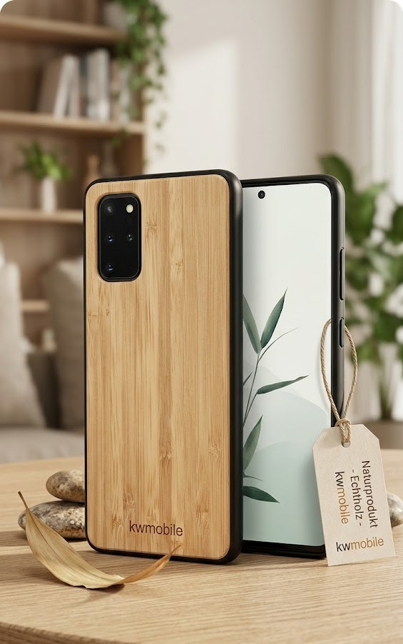kwmobile Bamboo Case Mit TPU für ein OnePlus 8T in der Farbe Hell Braun