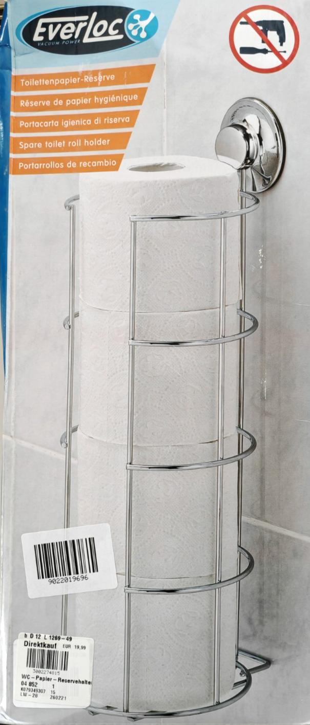 Everloc Toilettenpapierhalter Ersatzrollenhalter Chrom ohne Bohren 41,5 cm HA1