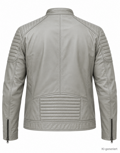 STRANDFEIN Menswear Lederjacke Herren Gr. 56 Lammnappa Stein Echtleder Z