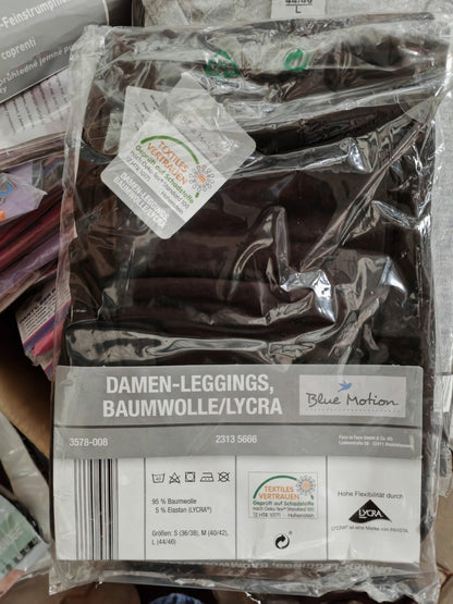 Blue Motion Damen Leggings Gr. M 40/42 Braun Baumwolle Lycra Stretch Hose G3