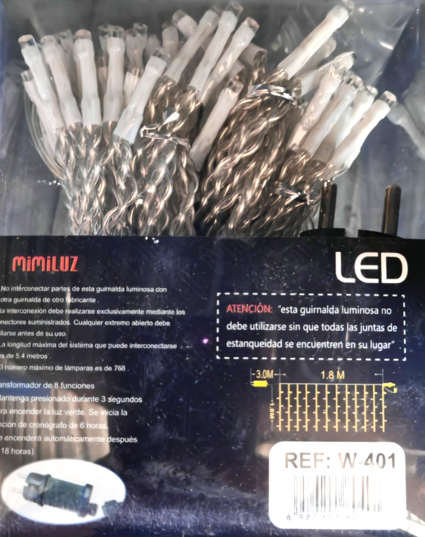 MIMILUZ LED Lichtervorhang 256 LEDs Blau 1,8x1,8m IP44 Timer Außen Innen HA35