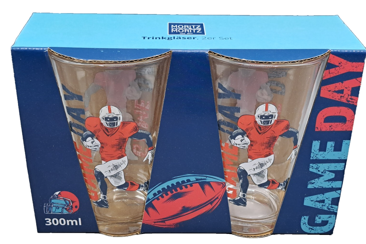 Moritz & Moritz Trinkgläser 2er Set 300ml American Football Game Day Gläser B6