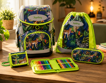 Jojobag Büchertasche Set Federmappe Sportbeutel Geldbörse Schultasche Kinder D8