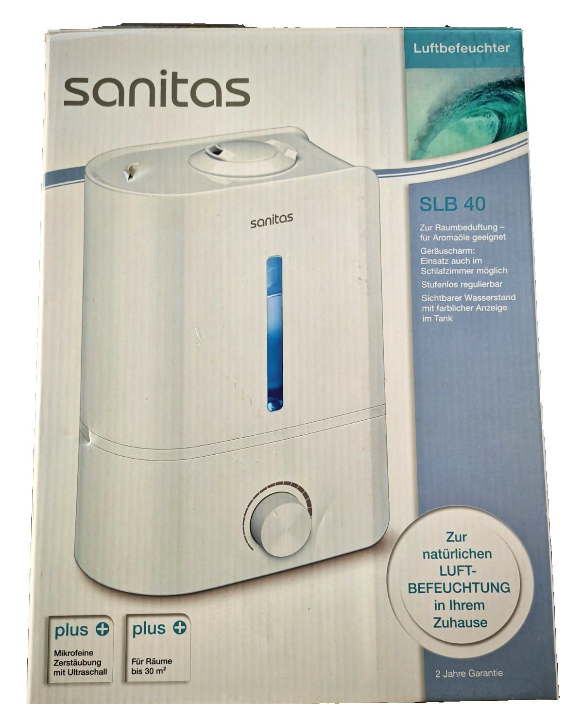 Sanitas SLB 40 Luftbefeuchter Ultraschall 4L 300ml/h Aroma bis 30m² 25W HA28