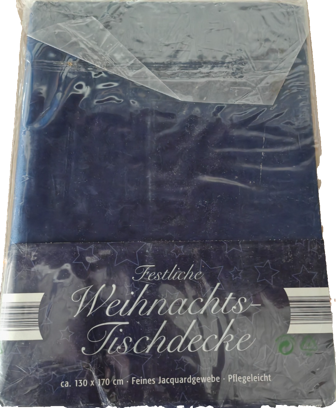 Weihnachts Tischdecke 130x170 cm Dunkelblau Jacquard Sterne Festlich E4