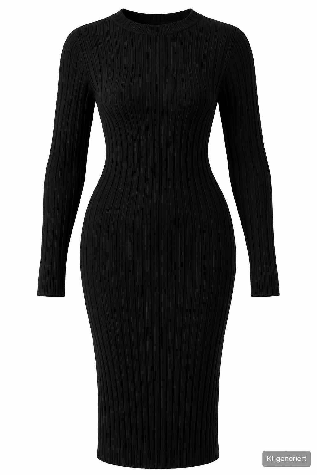 EVA LUTZ Damen Strickkleid Gr. 40 Schwarz Langarm Rippstrick Elegant D3
