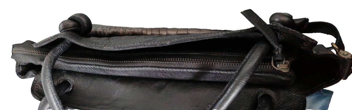 Desiderius Damen Ledertasche Schwarz Schwarz Rindsleder Handtasche Schulter H3