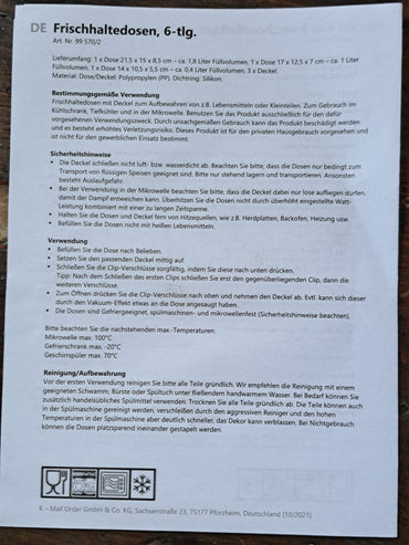 Frischhaltedosen Set, 6-teilig, Gepunktet, Brotdose