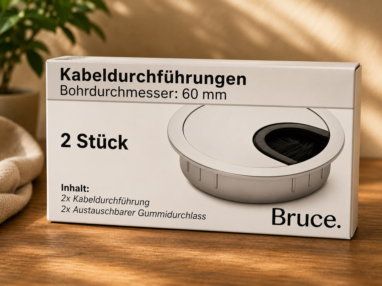 Bruce Kabeldurchführung 60 mm 2 Stück Kabeldurchlass Schreibtisch Kabeldose B5