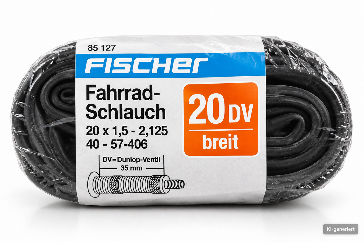 FISCHER Fahrradschlauch 20 Zoll DV 35mm 20x1,5-2,125 Dunlop Ventil E4