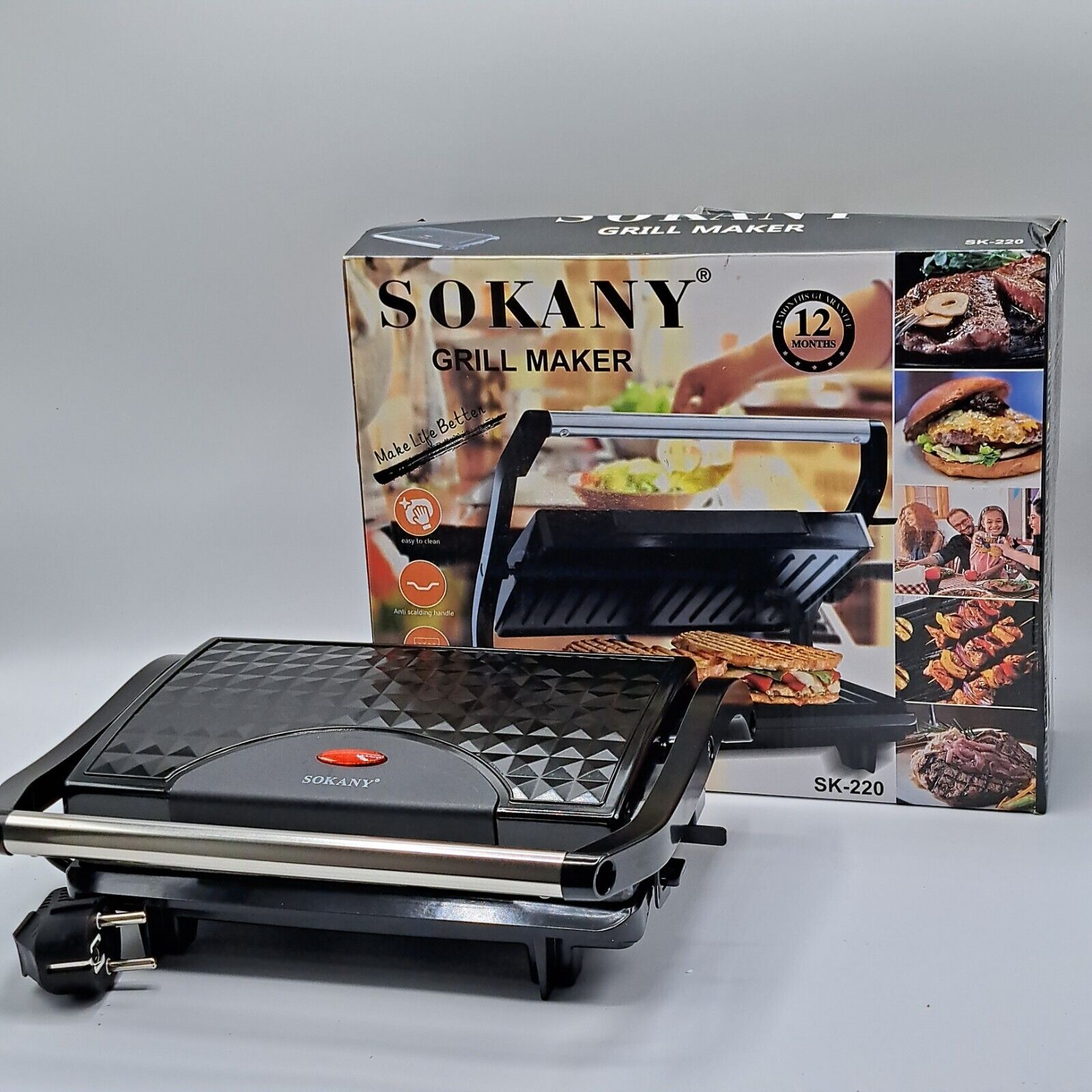 Sokany Grill Maker SK-220, Tischgrill, Strom, Sandwich