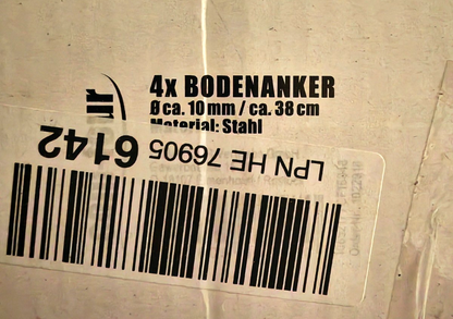 COM-FOUR 4x XL Bodenanker 38cm Stahl Erdanker Zelt Pavillon Trampolin  A2