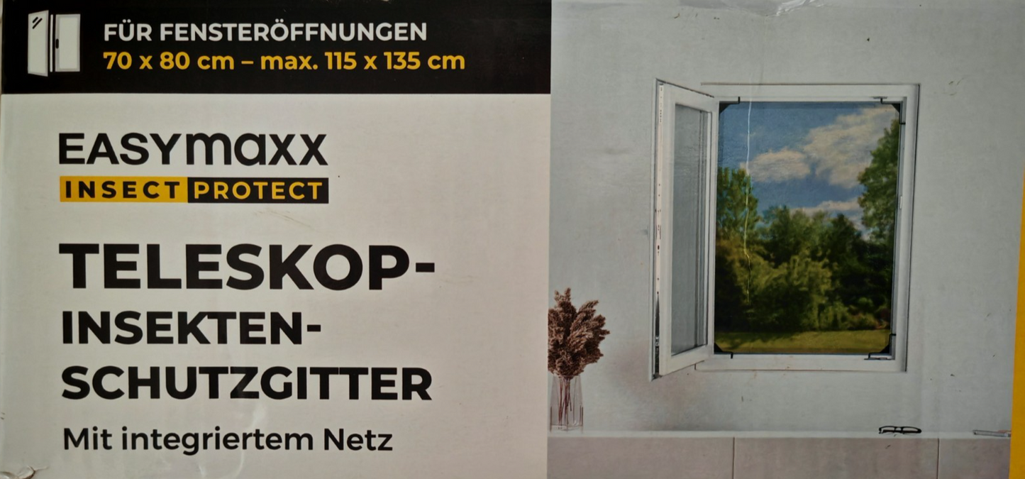 EASYmaxx Insect Protect Fliegengitter Fenster Teleskop Insektenschutz Netz B-02