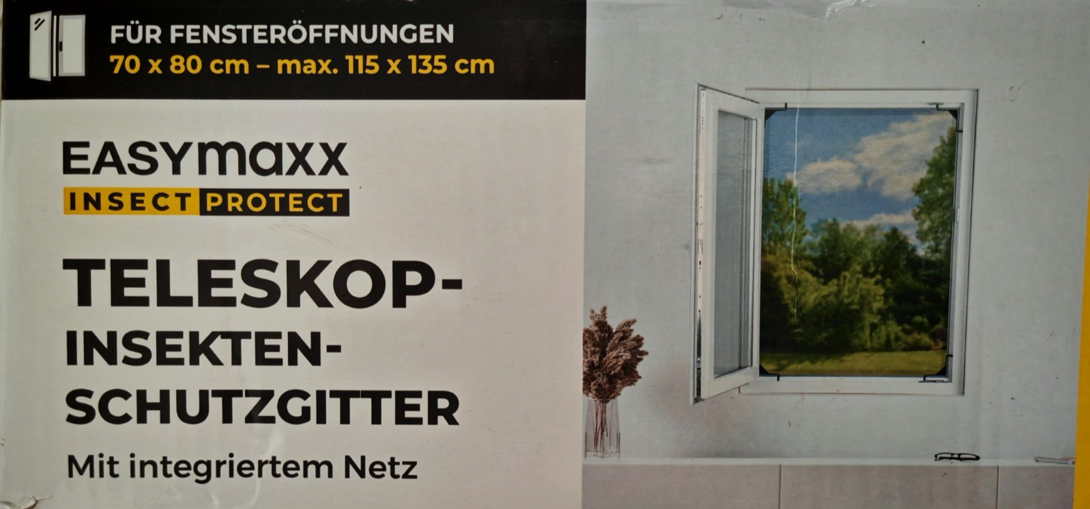 EASYmaxx Insect Protect Fliegengitter Fenster Teleskop Insektenschutz Netz B-02