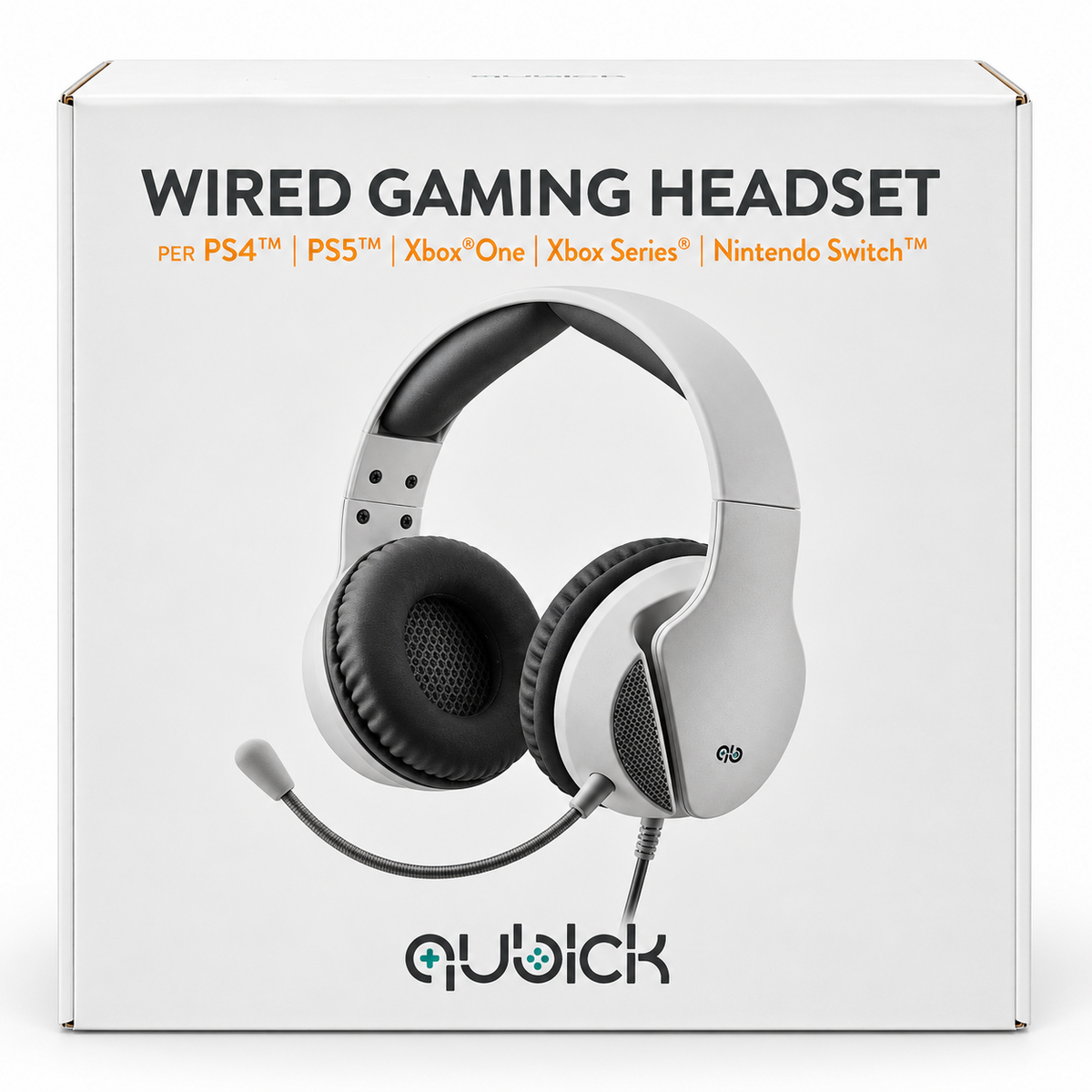 Qubick Wired Gaming Headset PS4 PS5 Xbox One Series Switch 3,5mm Weiß A8