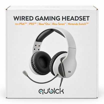Qubick Wired Gaming Headset PS4 PS5 Xbox One Series Switch 3,5mm Weiß A8