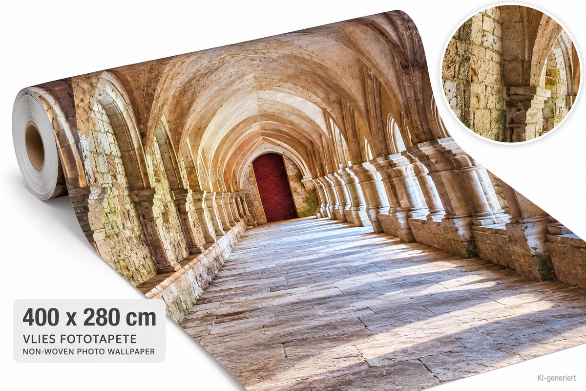 ENKii Vlies Fototapete Kloster Gewölbe Arkaden 400x280 cm Premium Plus 11,2m² E2
