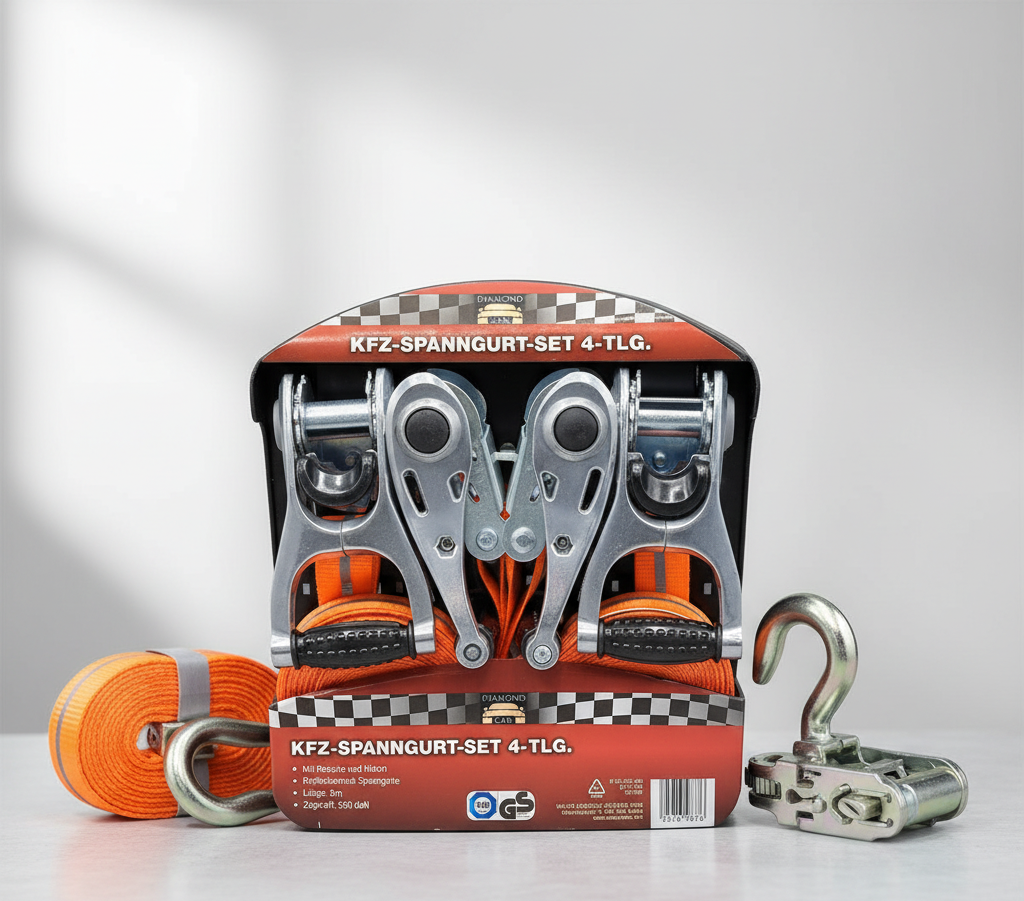 KFZ Spanngurte 4er Set – sicherer Transport & Ladungssicherung
