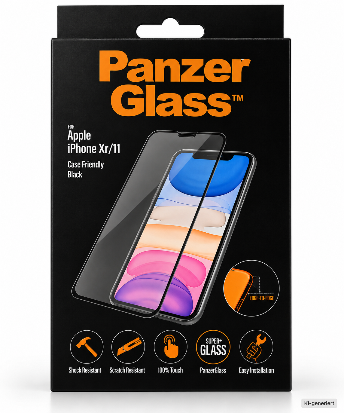 PanzerGlass iPhone 11 XR Schutzglas Case Friendly Edge-to-Edge 2665 Schwarz A9
