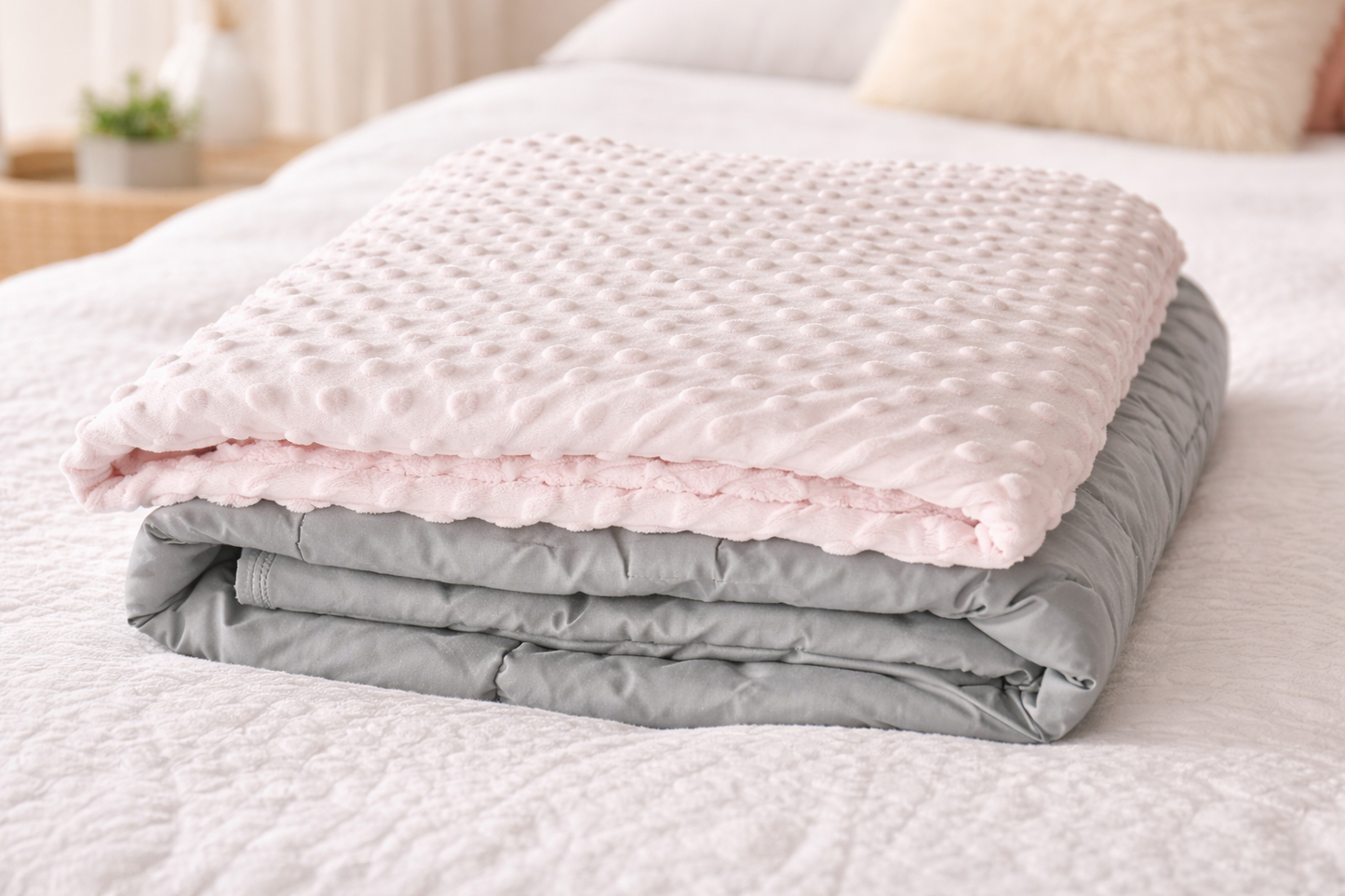 Amazon Basics Gewichtsdecke 2,27kg Grau Rosa 91x122 cm