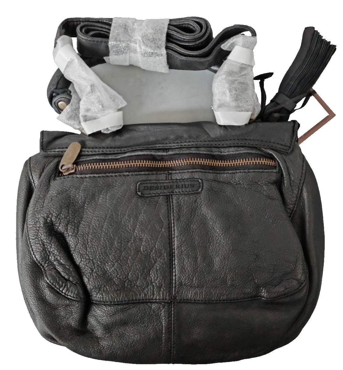 Desiderius Aemilia Damen Ledertasche Schwarz Echtleder Umhängetasche Vintage H2