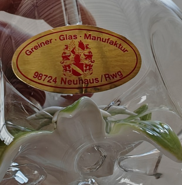 Greiner Glas Manufaktur Glaskugel Edelweiß Neuhaus Rennweg Thüringen B5