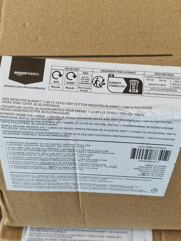 Amazon Basics, Gewichtsdecke Kinder, 104x152,4 , 3,18kg, Mit Bezug Dinosaurier