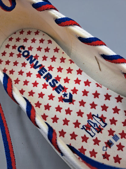 Converse All Star, Damen Weiß mit Roten Sternen, Größe 38