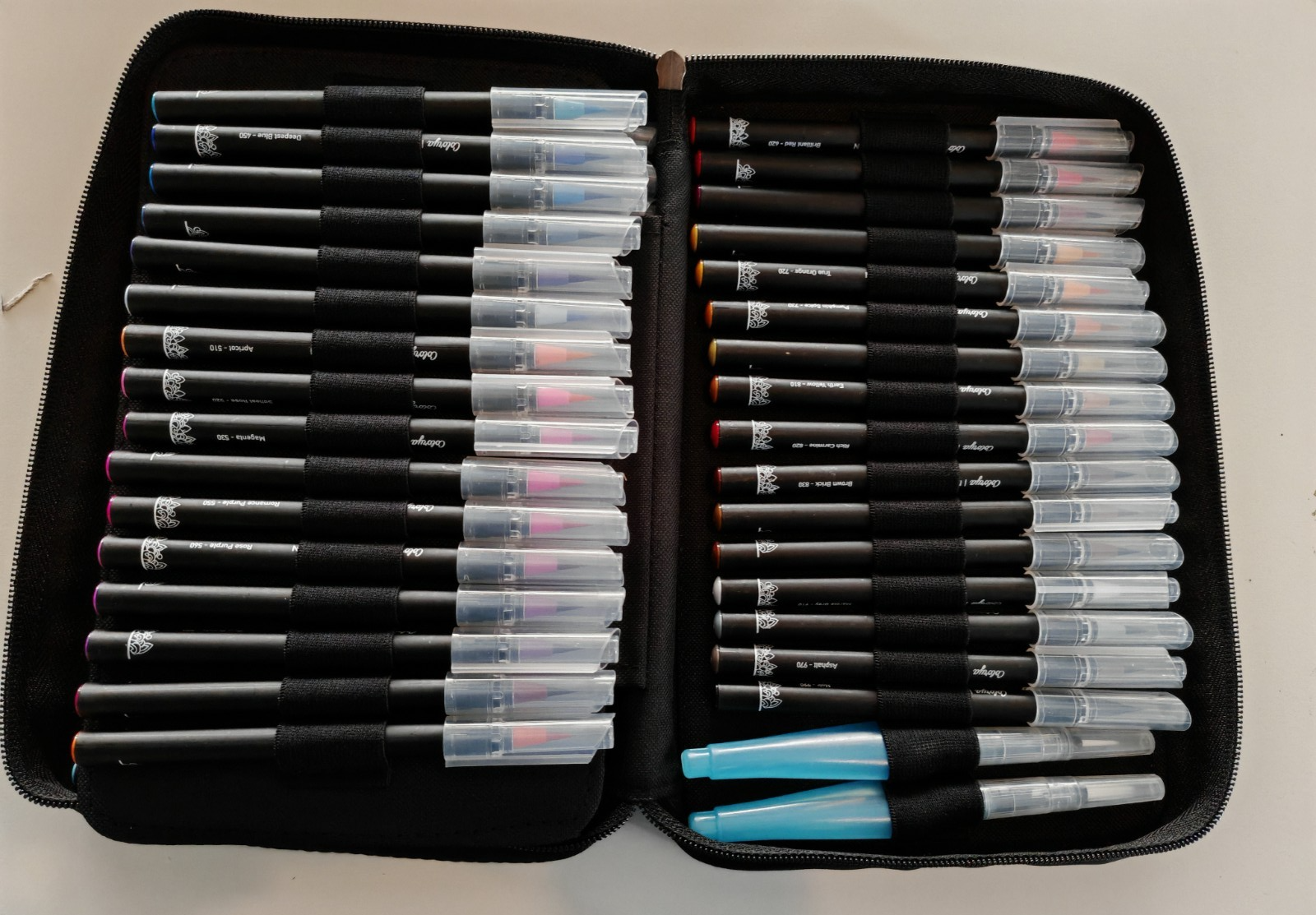 Colorya 52er Nylon Brush Pens Pinselstifte 50 Farben + 2 Wassertankpinsel Set D7