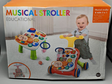 Bunter Laufwagen mit Spieltisch & Baby Piano Musik Lauflernhilfe Gehhilfe Rot