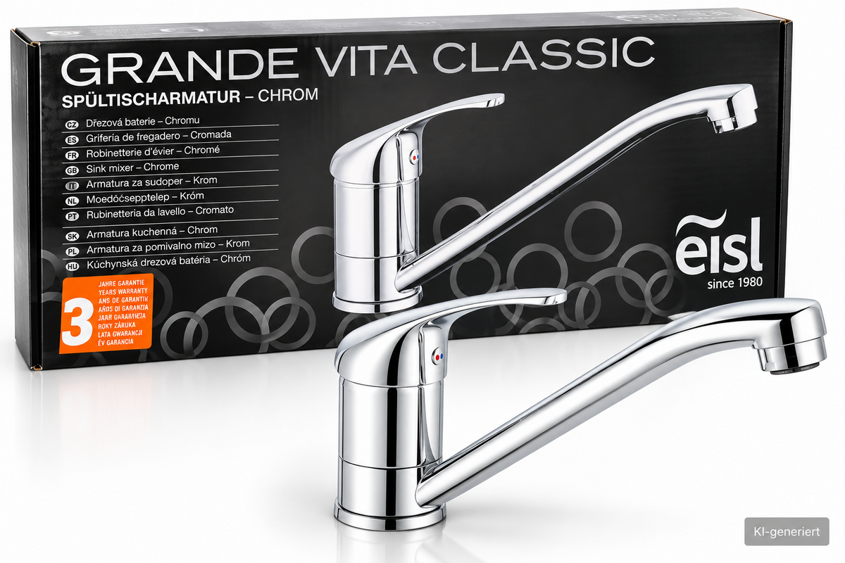 Eisl Grande Vita Classic Küchenarmatur Chrom Spültischarmatur Einhebelmischer E1