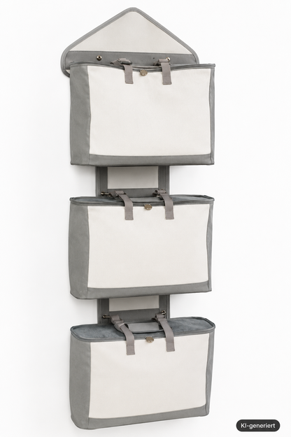 QVC Aufbewahrungssystem Tür Wand 3 Taschen abnehmbar Organizer 4tlg. Grau HA7