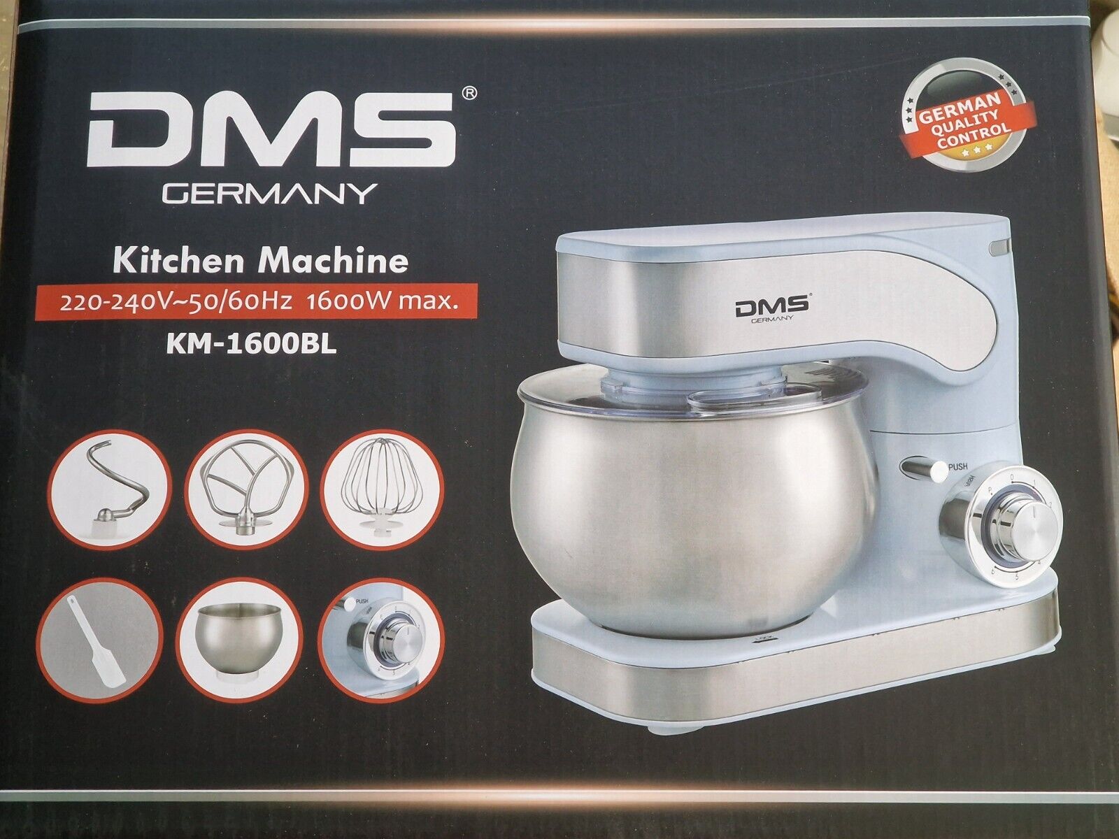 DMS Küchenmaschine KM-1600BL Blau, 6 Liter, 1600 W