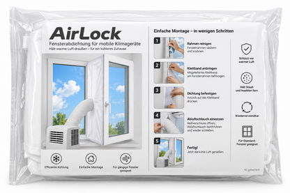 AirLock Fensterabdichtung 4m Klimaanlage Abluftschlauch Fensterdichtung Weiß B1