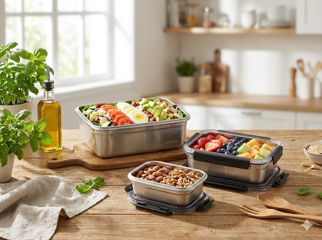 LocknLock Frischhaltedosen Set Edelstahl 310ml–2L Vorratsdosen Küche
