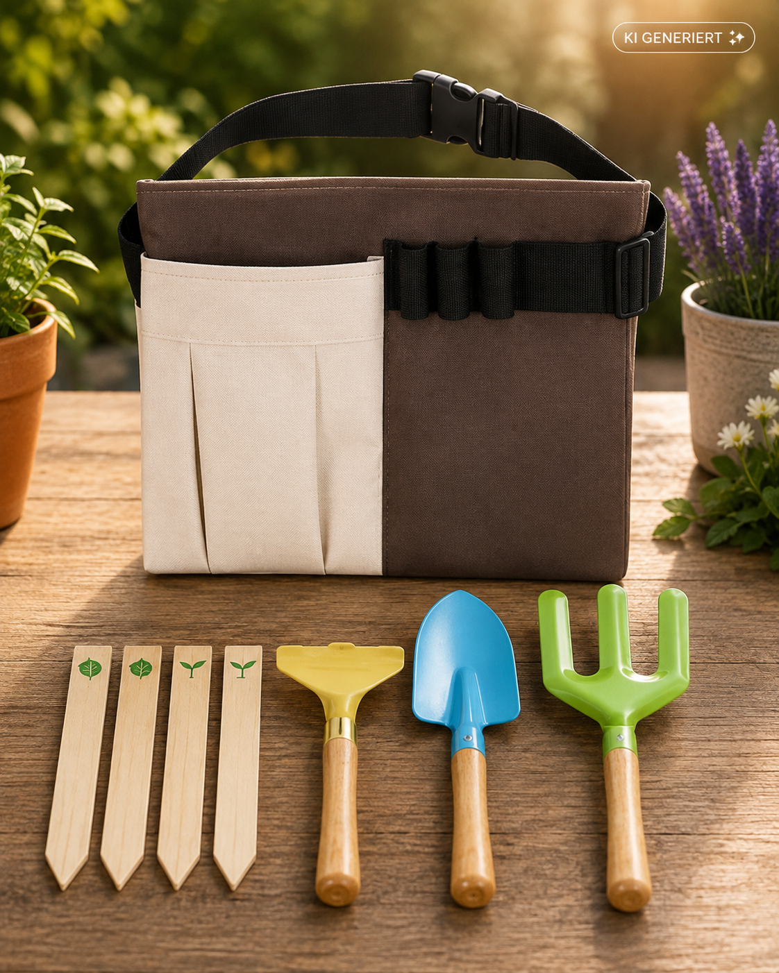 Navaris Kinder Gartengeräte Set ab 3 Jahren Gartenwerkzeug mit Gürteltasche C5