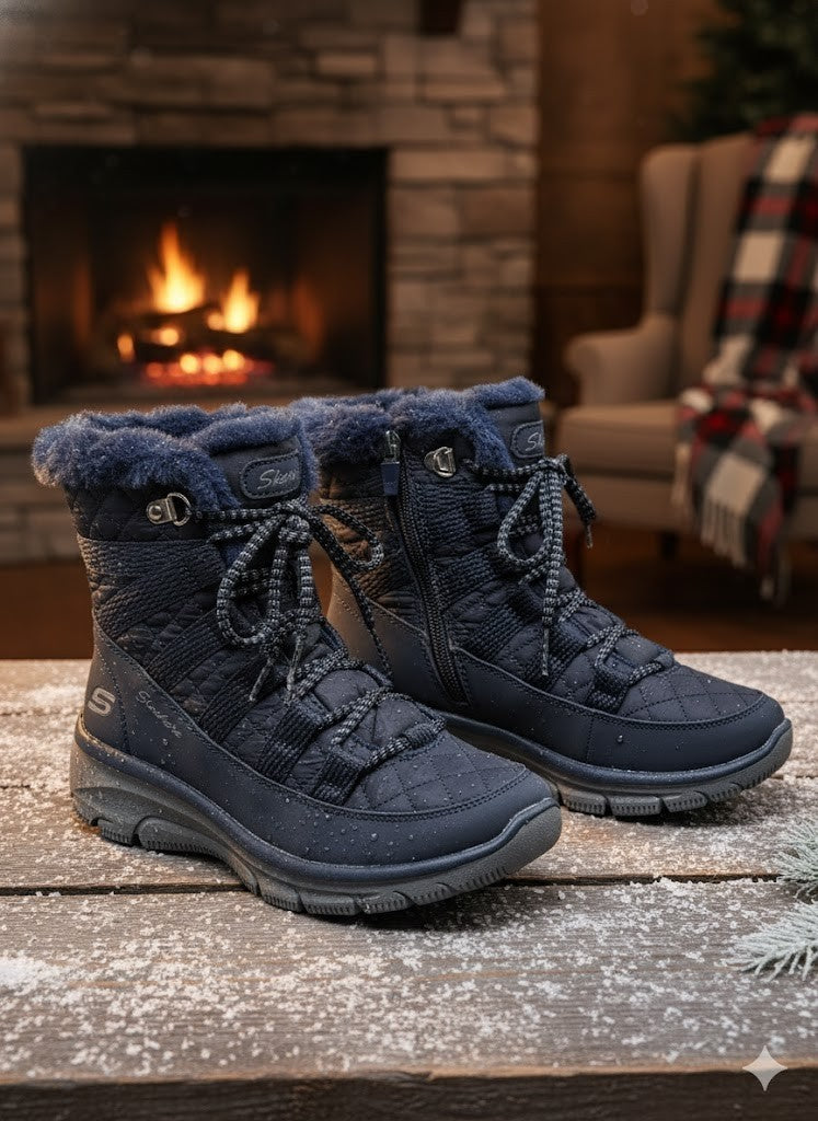 Skechers Damen Stiefel Relax Marine Gr.35 Winter Boots Blau