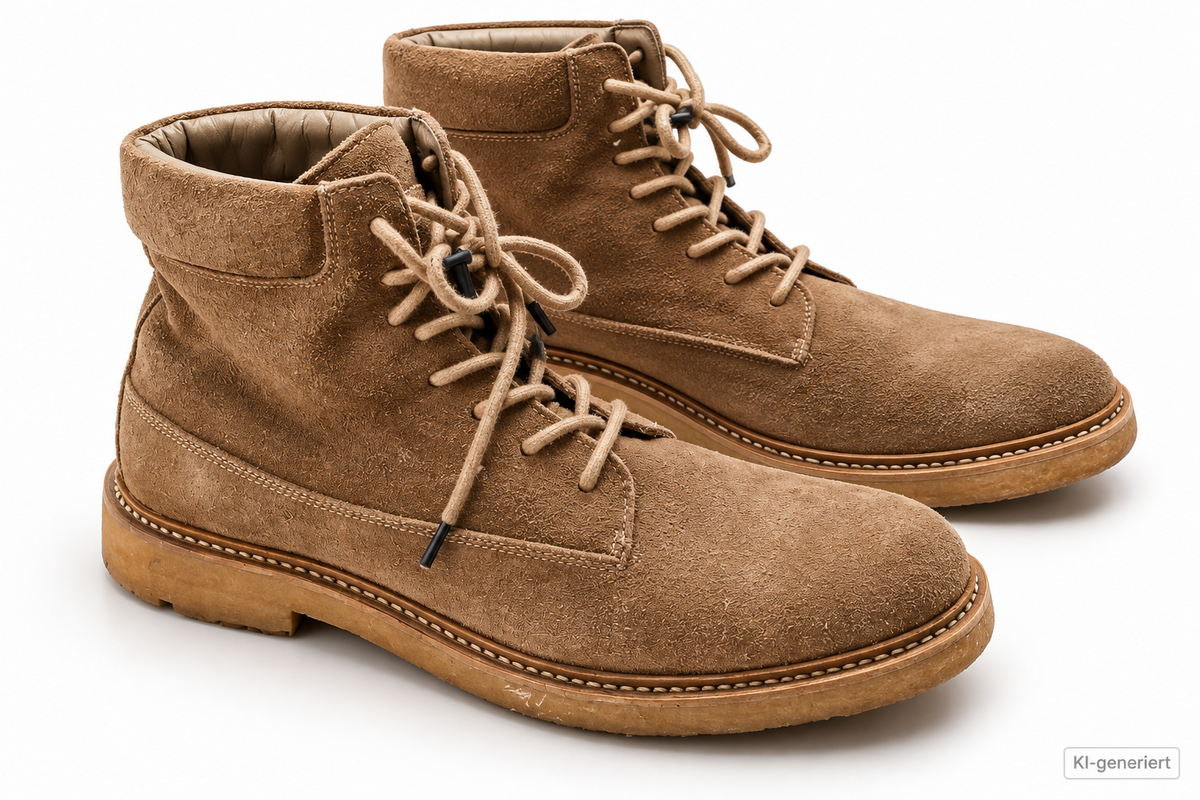 ALLSAINTS Kit Herren Boots Gr. 41 Taupe Wildleder Schnürstiefel Leder G1