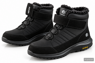 FitVille Herren Winterstiefel Schwarz Gr. 44,5 Wide Winterboots Klett G1
