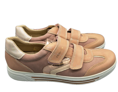 Primigi Damen Sneaker Gr. 37 Rosa Leder Klettverschluss Metallic Schuhe G2