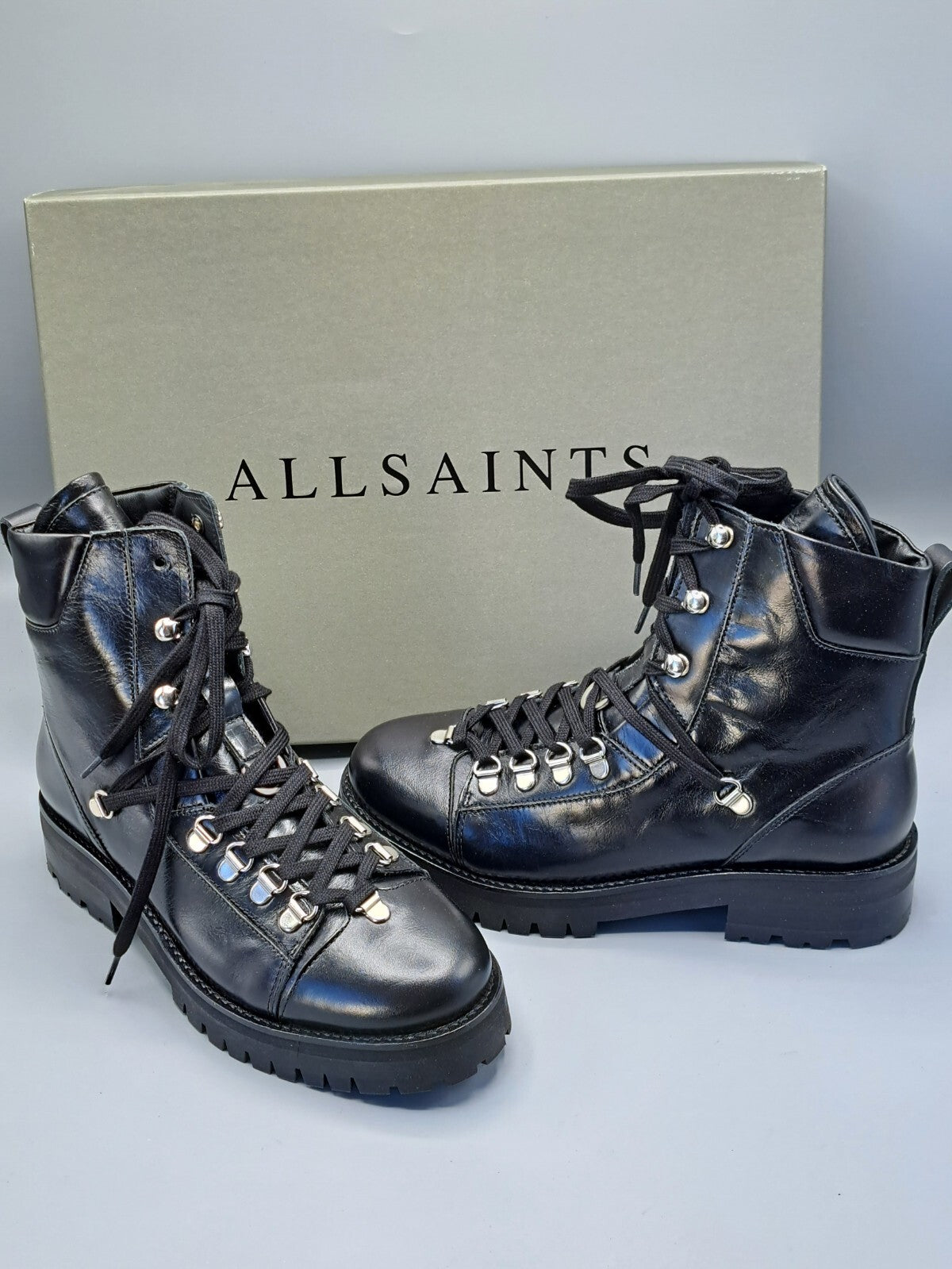 AllSaints Franka Boots Damen Leder Schwarz Gr. 37 Stiefeletten