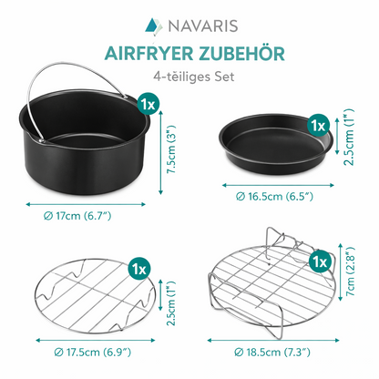 Navaris Airfryer Zubehör Set 4 tlg – Backformen für Pizza Kuchen Desserts