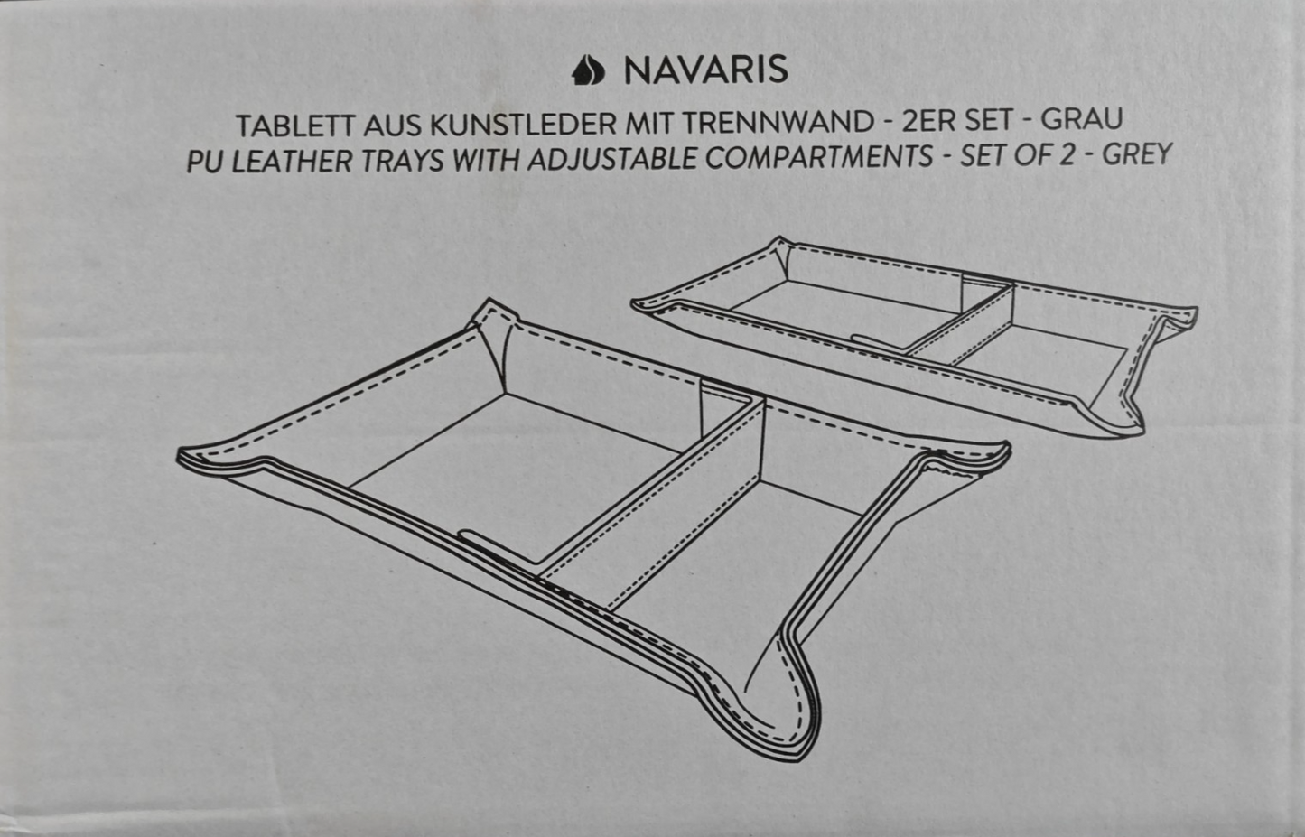 Navaris Tablett Kunstleder 2er Set mit Trennwand Aufbewahrung Organizer C-03