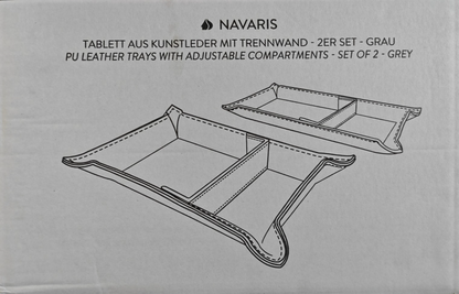 Navaris Tablett Kunstleder 2er Set mit Trennwand Aufbewahrung Organizer C-03