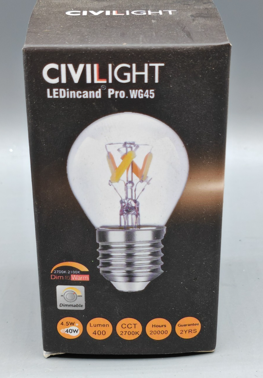 CIVILIGHT LED E27 WG45 4,5W 400lm 2700K Dim to Warm Dimmbar Filament HA35